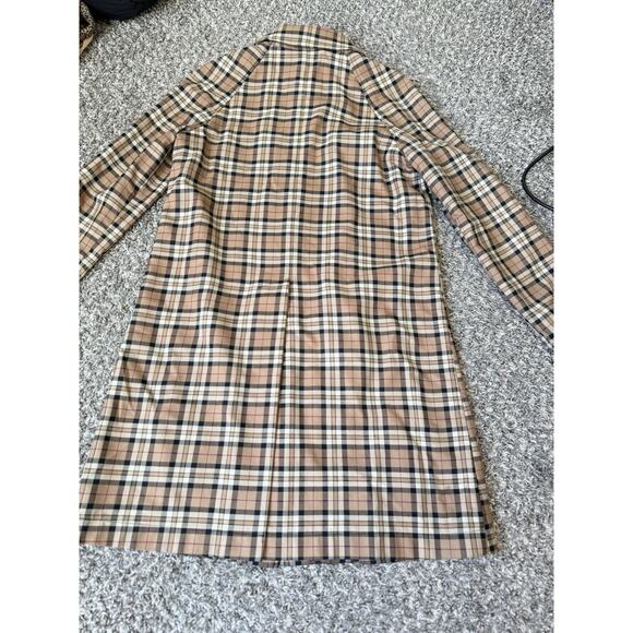 Express Womens Brown Nova Check Plaid Longline Coat Jacket Wool Blend 5/6 Small - Picture 6 of 8